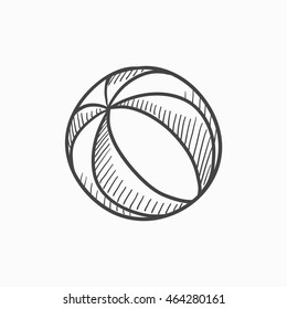 Beach Ball Vector Sketch Icon Isolated On Background. Hand Drawn Beach Ball Icon. Beach Ball Sketch Icon For Infographic, Website Or App.