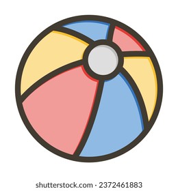 Beach Ball Vector Thick Line Filled Colors Icon For Personal And Commercial Use.
