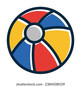 Beach Ball Vector Thick Line Filled Dark Colors Icons For Personal And Commercial Use.

