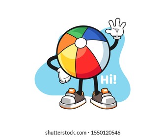 Beach ball wave hand cartoon. Mascot Character vector.