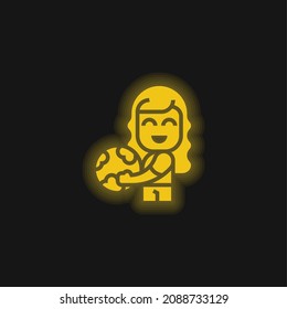Beach Ball yellow glowing neon icon