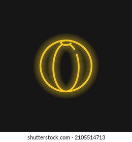 Beach Ball yellow glowing neon icon