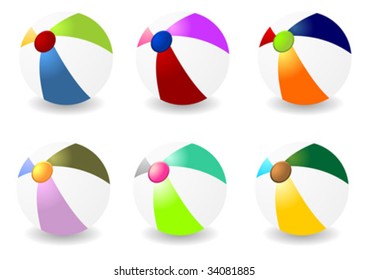 Beach balls with different colors isolated over white