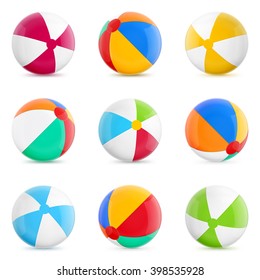 Beach Balls. Set of Isolated Beach Balls. Isolated Illustration on White Background.