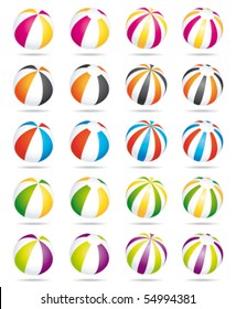 Beach balls set. Vector icons.