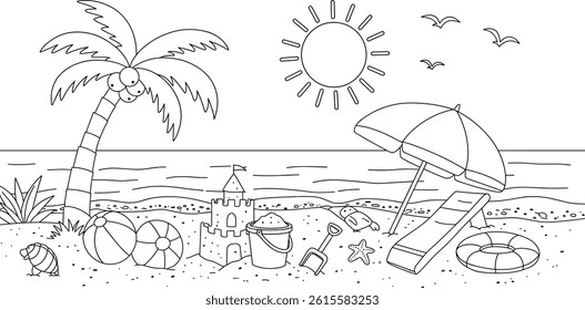 beach balls summer coloring page. you can print it on standard