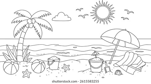 beach balls summer coloring page. you can print it on standard