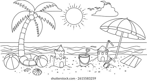 beach balls summer coloring page. you can print it on standard
