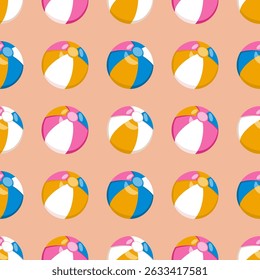 Beach balls summer seamless pattern vector illustration 
