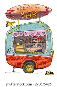 beach bar - cartoon