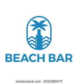 beach bar flat minimalist logo design