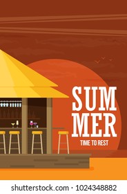 Beach bar. Flat vector