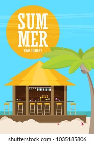 Beach bar. Flat vector