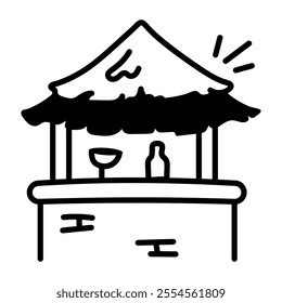 Beach bar icon in hand drawn style 

