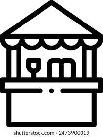 icono de bar de playa. Diseño De Estilo Lineal Delgado Aislado Sobre Fondo Blanco