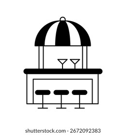 Icono de la barra de la playa con el fondo blanco Ilustración de stock de Vector