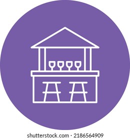 Imagen vectorial del icono de círculo de la línea de la barra de playa. También se puede usar para aplicaciones web, aplicaciones móviles y medios impresos.