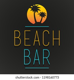 Beach Bar Bar Logo Concept Modern Style Vector Art with Tree Palm Round Gradient