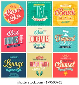 Beach Bar set - labels, emblems and other decorative elements.