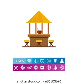 Beach bar with stools vector icon