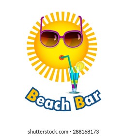 beach bar vector design logo