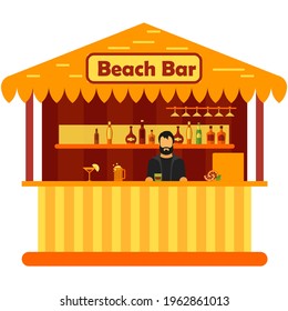 Strandbar, Vektorgrafik-Cocktailhütte auf Weiß