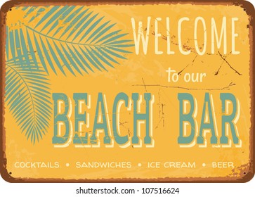 Beach Bar Vintage Metal Sign.