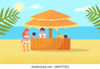 Beach barVector. Cartoon. Isolated art