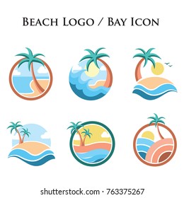 Beach Bay Sea Palm Island Logo Icon