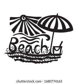 Beach. Beautiful decorative element. Vector illustration