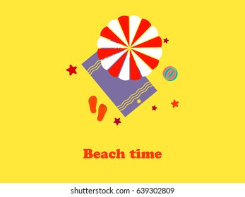 Beach. Beautiful summer vector illustration. Vacation view.