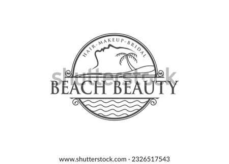Beach beauty salon logo design women face icon symbol