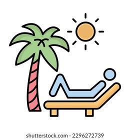 Beach bed Fill inside vector icon which can easily modify or edit