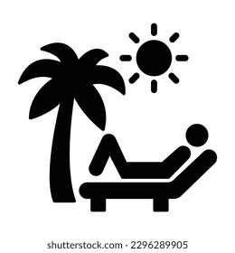 Beach bed Glyph Style vector icon which can easily modify or edit