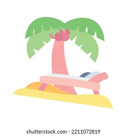 Beach bed and palm tree vector illustration isolated on white background