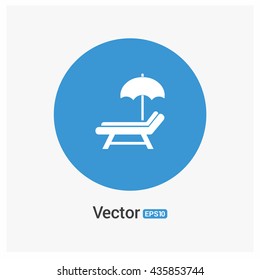 Beach bed and umbrella icon