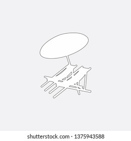 beach bed umbrella line icon vector