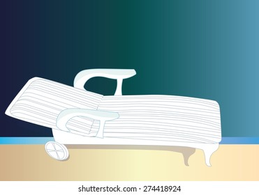 Beach bed vector illustration