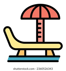 Beach bench icon outline vector. Water ski. People summer color flat