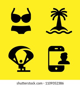 beach, bikini, smartphone and parachute vector icon set. Sample icons set for web and graphic design
