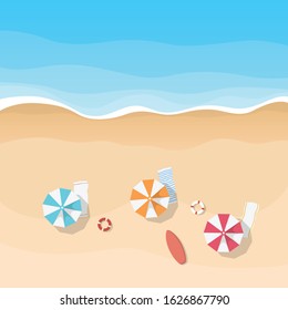 Beach Bird View Scene Vector Illustration. Properly Layered.