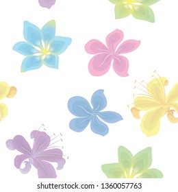 Beach Blossoms Lilium Bulbiferum 2d vector based pattern. Seamless, editable and for digital and print use
