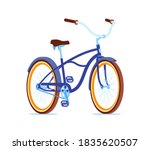 Beach blue cruiser isolated on white background. Eco-friendly urban transport. Front side view. Flat style illustration.