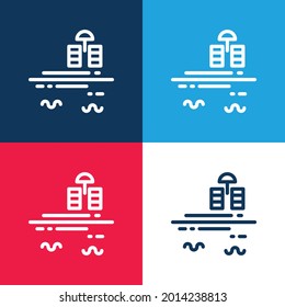 Conjunto mínimo de iconos color azul y rojo de cuatro colores