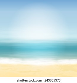 Beach and blue sea. Tropical background. EPS10 vector.