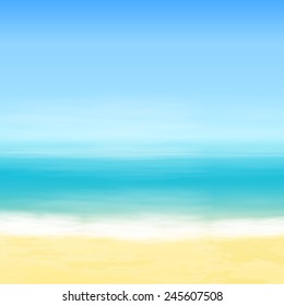 Beach and blue sea. Tropical background. EPS10 vector.
