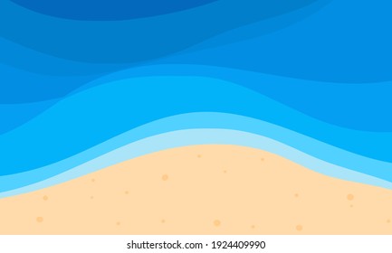Beach with blue sea wave background vector.