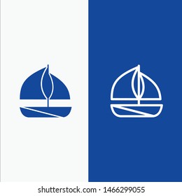 Beach, Boat, Ship Line and Glyph Solid icon Blue banner Line and Glyph Solid icon Blue banner. Vector Icon Template background