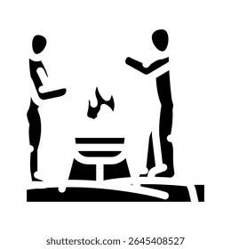 beach bonfire party glyph icon vector. beach bonfire party sign. isolated symbol illustration