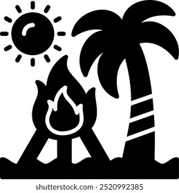 Beach bonfire party Vector Icon Design Symbol